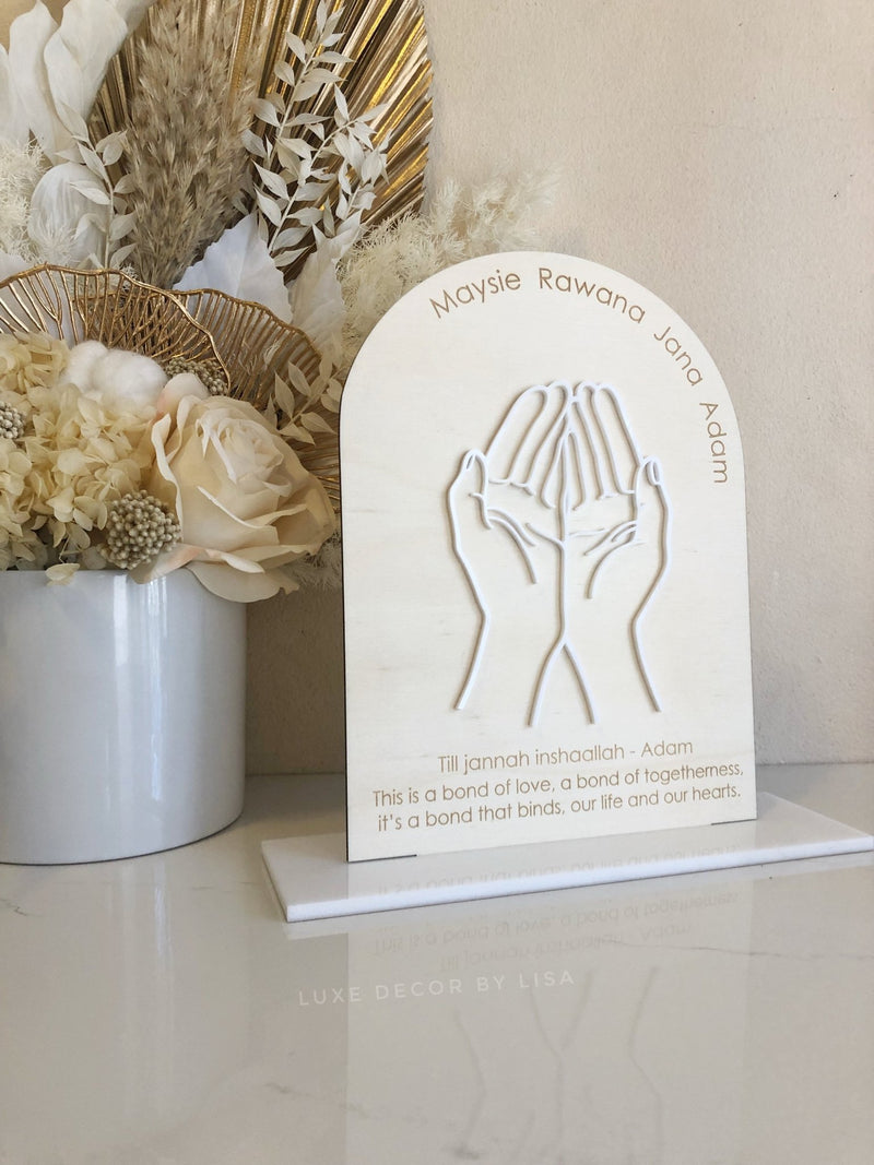 Arched Memorial Sign - Prayer Hands - Luxe Decor by Lisa