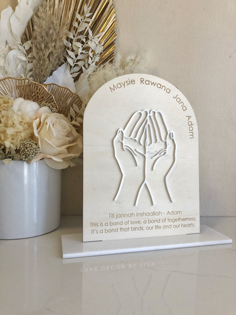 Arched Memorial Sign - Prayer Hands - Luxe Decor by Lisa