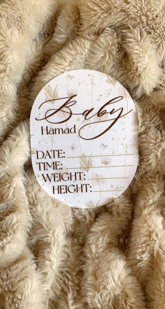 Birth Announcement Floral Oval Sign - Luxe Decor by Lisa