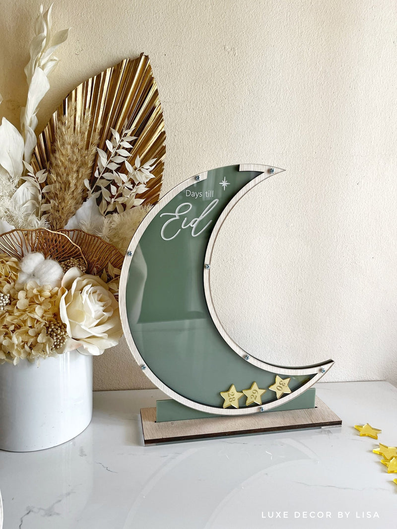 Crescent Ramadan Dropbox Countdown Till Eid Jar Freestanding - Luxe Decor by Lisa