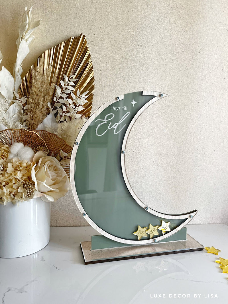 Crescent Ramadan Dropbox Countdown Till Eid Jar Freestanding - Luxe Decor by Lisa