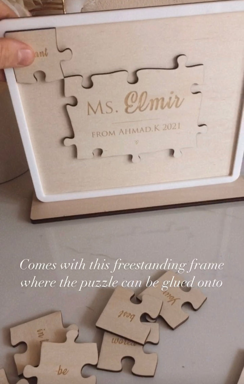 Custom Teachers Puzzle Gift Freestanding - Luxe Decor by Lisa