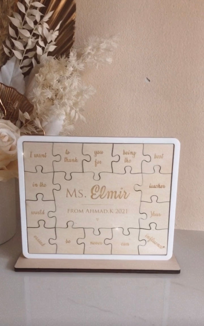 Custom Teachers Puzzle Gift Freestanding - Luxe Decor by Lisa