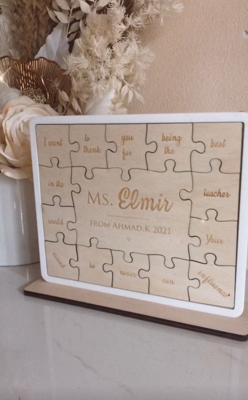 Custom Teachers Puzzle Gift Freestanding - Luxe Decor by Lisa