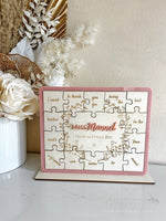 Custom Teachers Puzzle Gift Freestanding Style 2 - Luxe Decor by Lisa