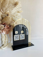 Double Arched Business Name, QRS + Business Cards Sign - Luxe Decor by Lisa
