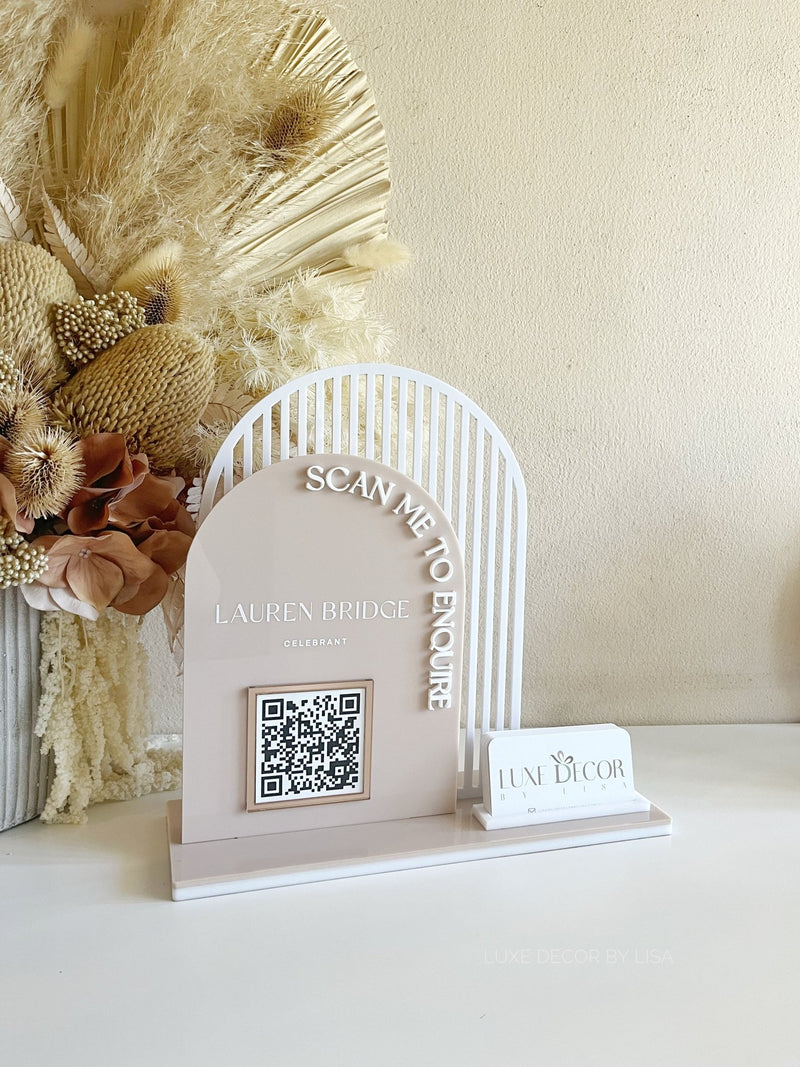 Double Arched Logo + Single QR and Card Holder - Luxe Decor by Lisa