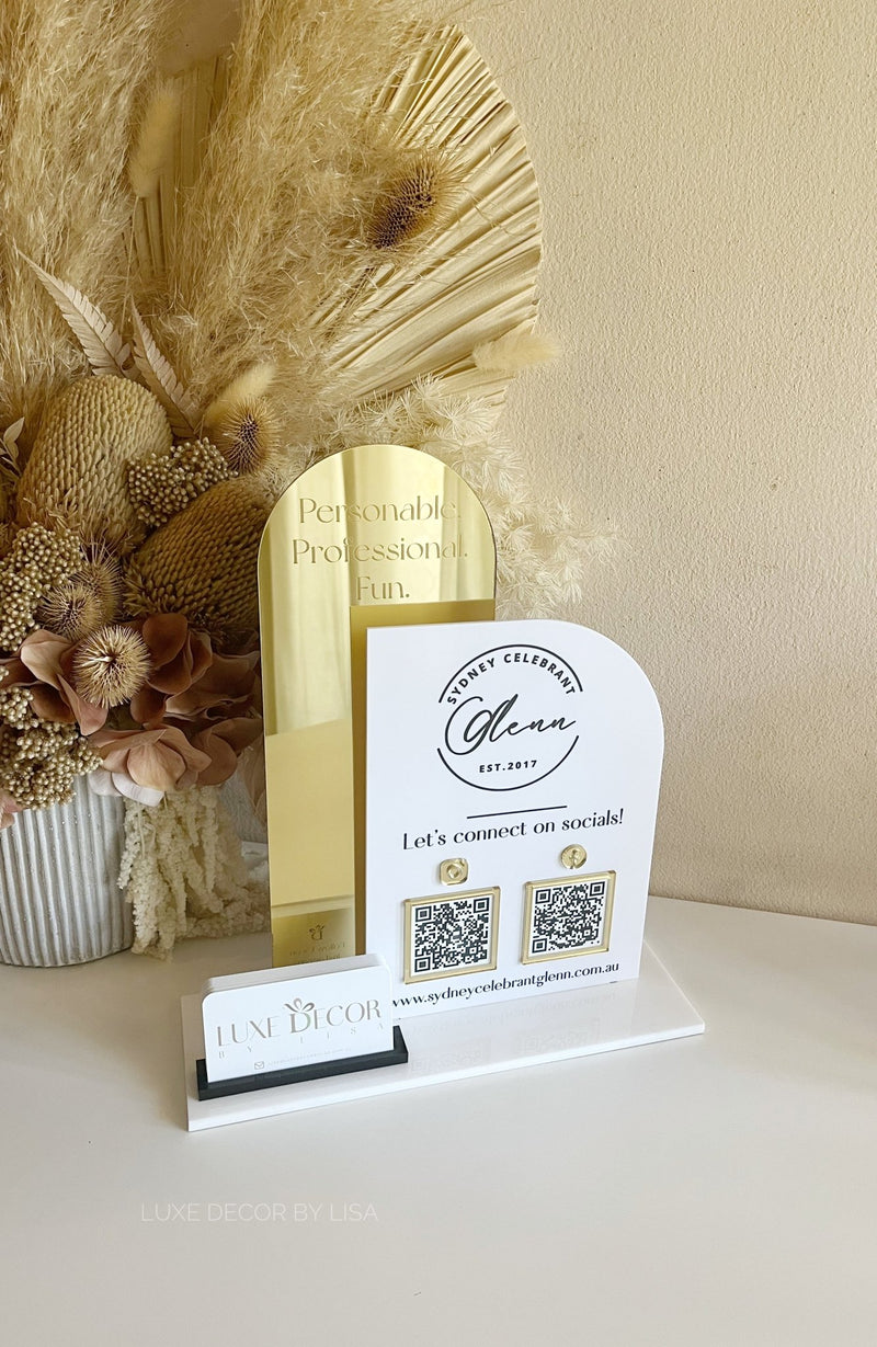 Double Shaped Logo, QR’s, Website + Cardholder Sign - Luxe Decor by Lisa