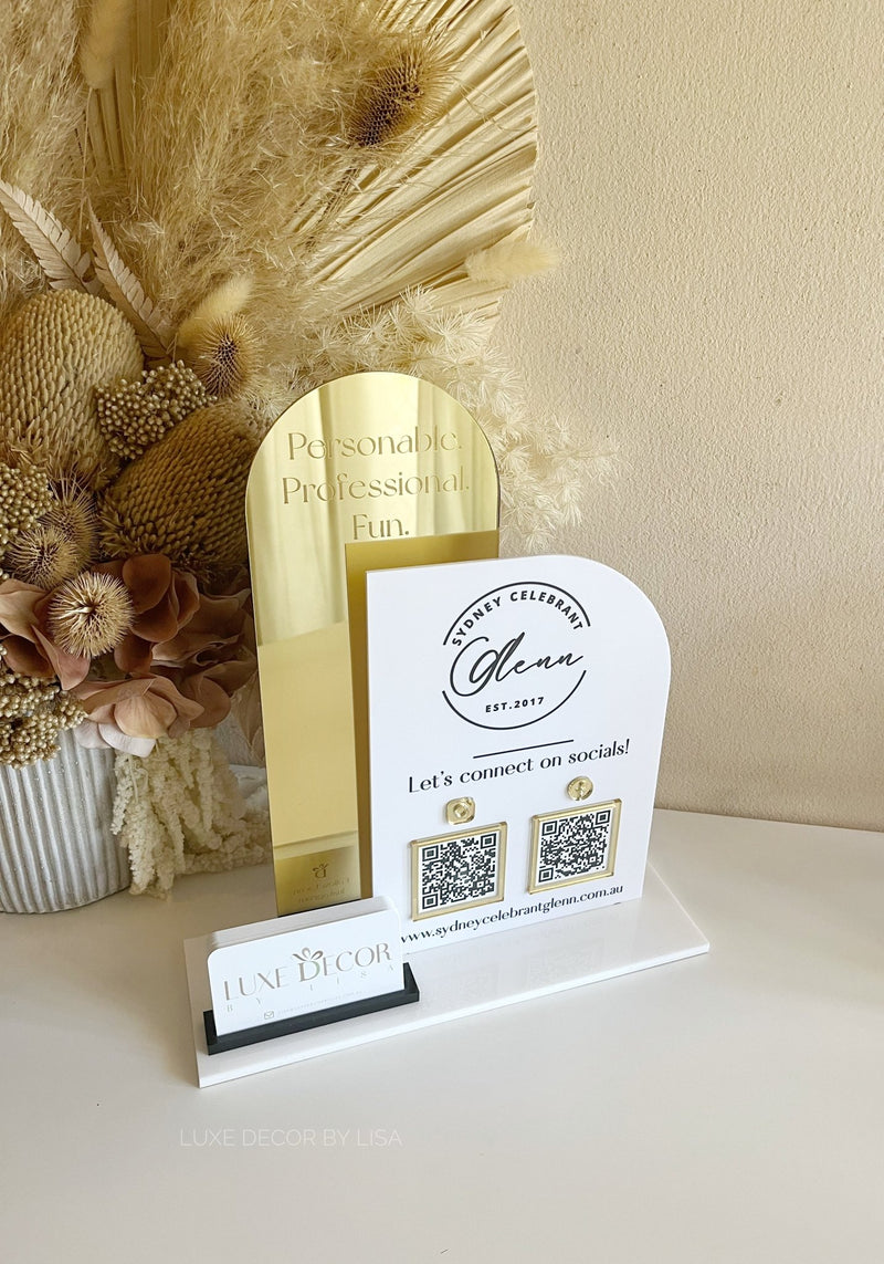 Double Shaped Logo, QR’s, Website + Cardholder Sign - Luxe Decor by Lisa