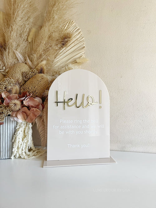 Entryway Hello Message Business Sign Freestanding - Luxe Decor by Lisa