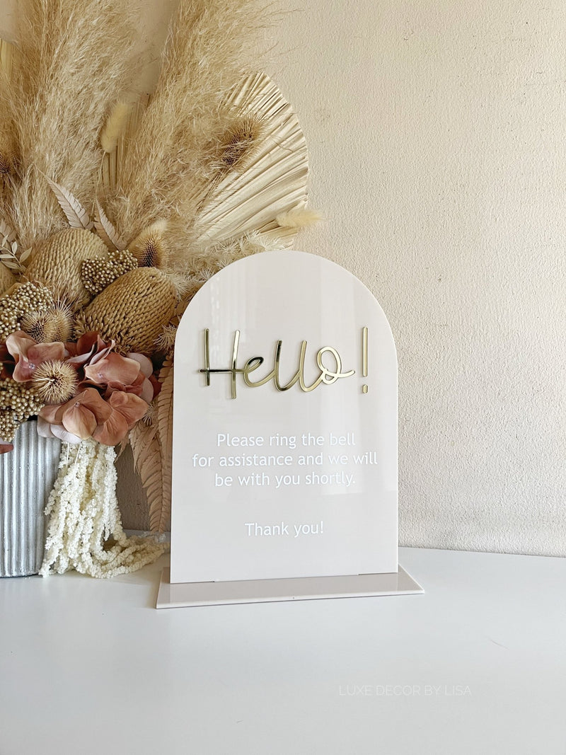 Entryway Hello Message Business Sign Freestanding - Luxe Decor by Lisa