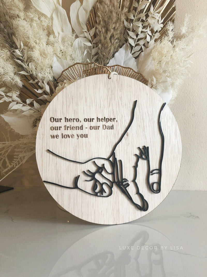Fathers Day Plaque - 3D Hands Style 1 - Luxe Decor by Lisa
