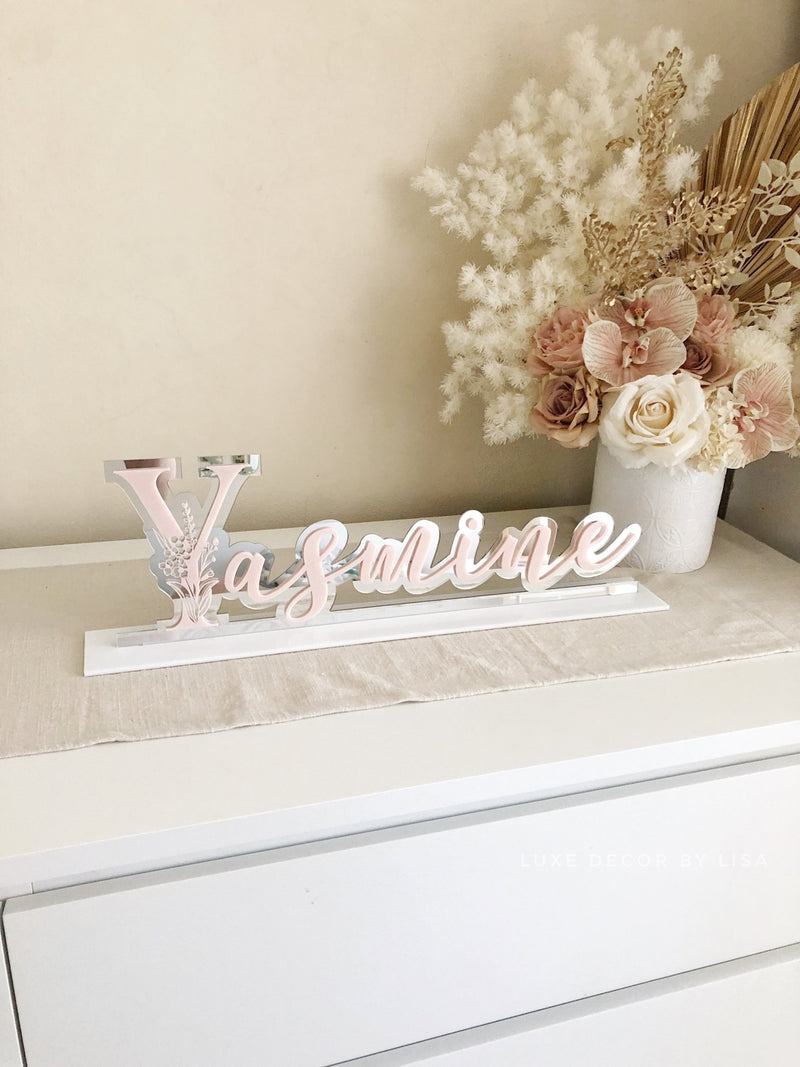 Floral 3D Names Freestanding - Acrylic - Luxe Decor by Lisa