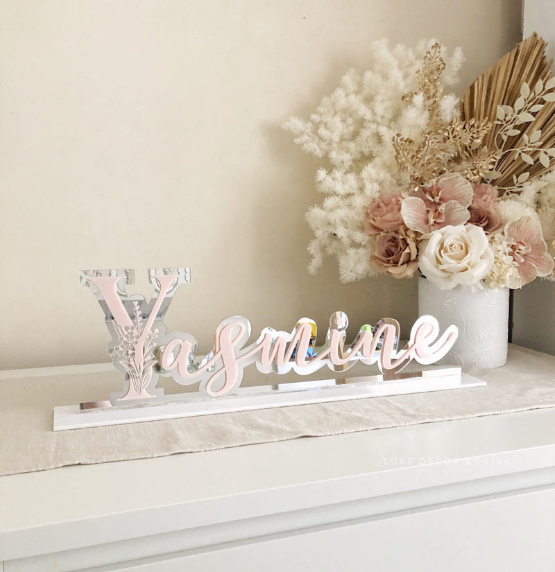 Floral 3D Names Freestanding - Acrylic - Luxe Decor by Lisa