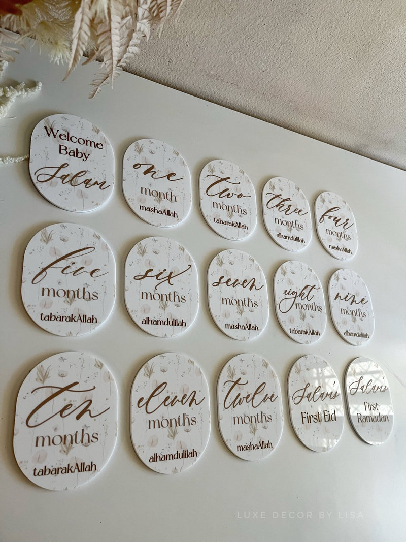 Floral Oval Milestone Set of 15 - Luxe Decor by Lisa