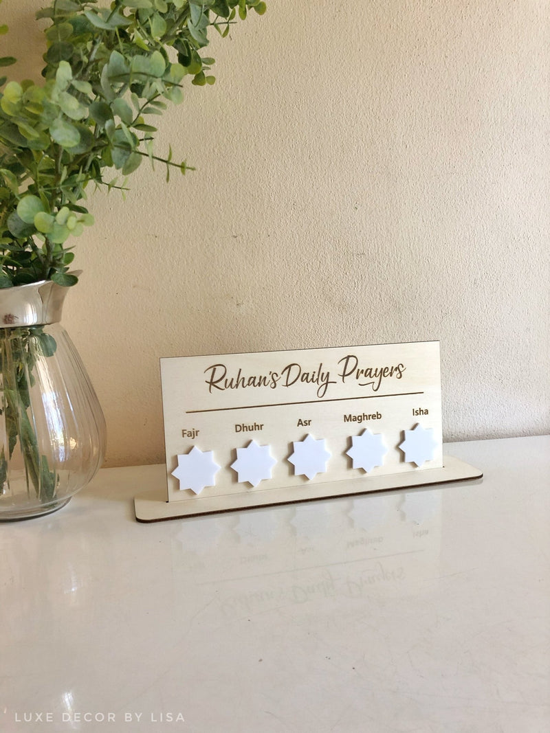 Freestanding Salah Tracker Engraved - Luxe Decor by Lisa