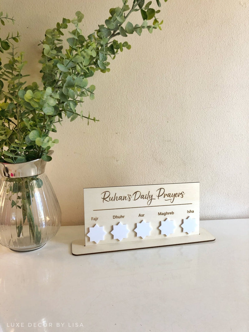 Freestanding Salah Tracker Engraved - Luxe Decor by Lisa