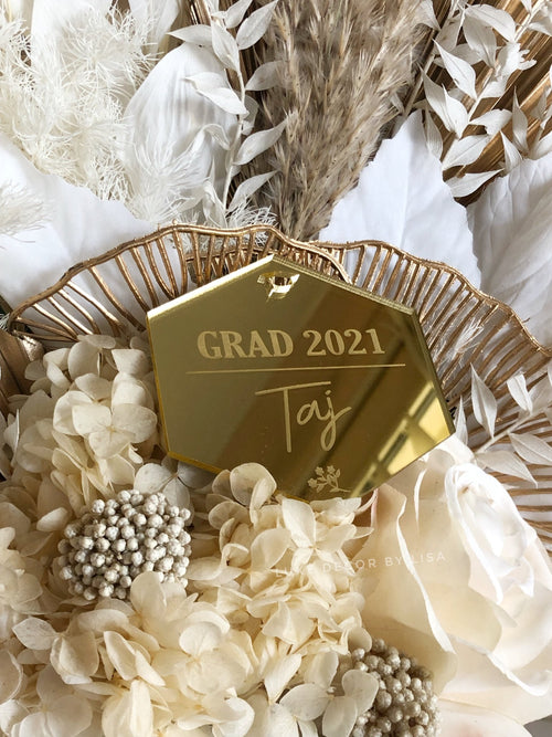 Graduation Hexagon Keyring - Luxe Decor by Lisa