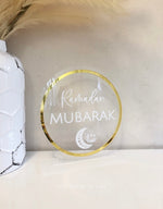 Clear Ramadan/Eid Mubarak Luxe Circle Sign Freestanding