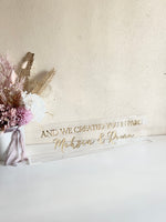 Large Acrylic Freestanding Sign "And we created you in pairs"