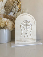 Arched Memorial Sign - Prayer Hands