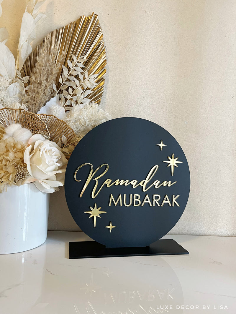 Ramadan + Eid 3D Double Sided Round Sign Freestanding Style 1