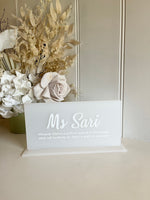 Rectangle Teachers Custom Freestanding Signs Style 1