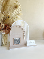 Double Arched Logo + Single QR and Card Holder