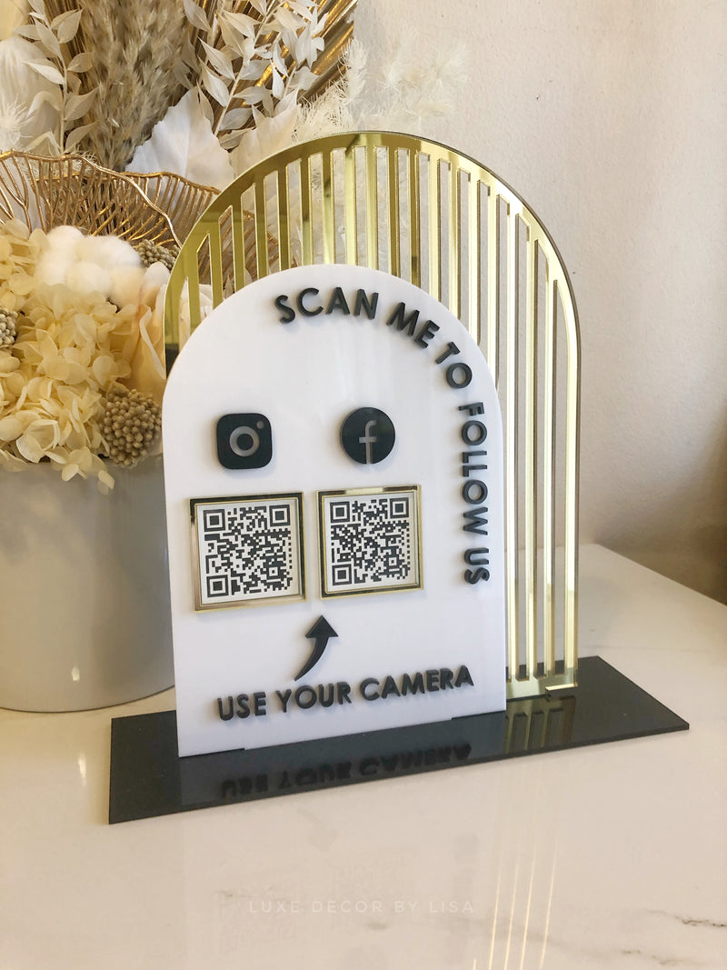The Double Arched Modern QR Freestanding Sign