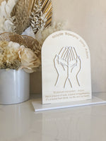 Arched Memorial Sign - Prayer Hands