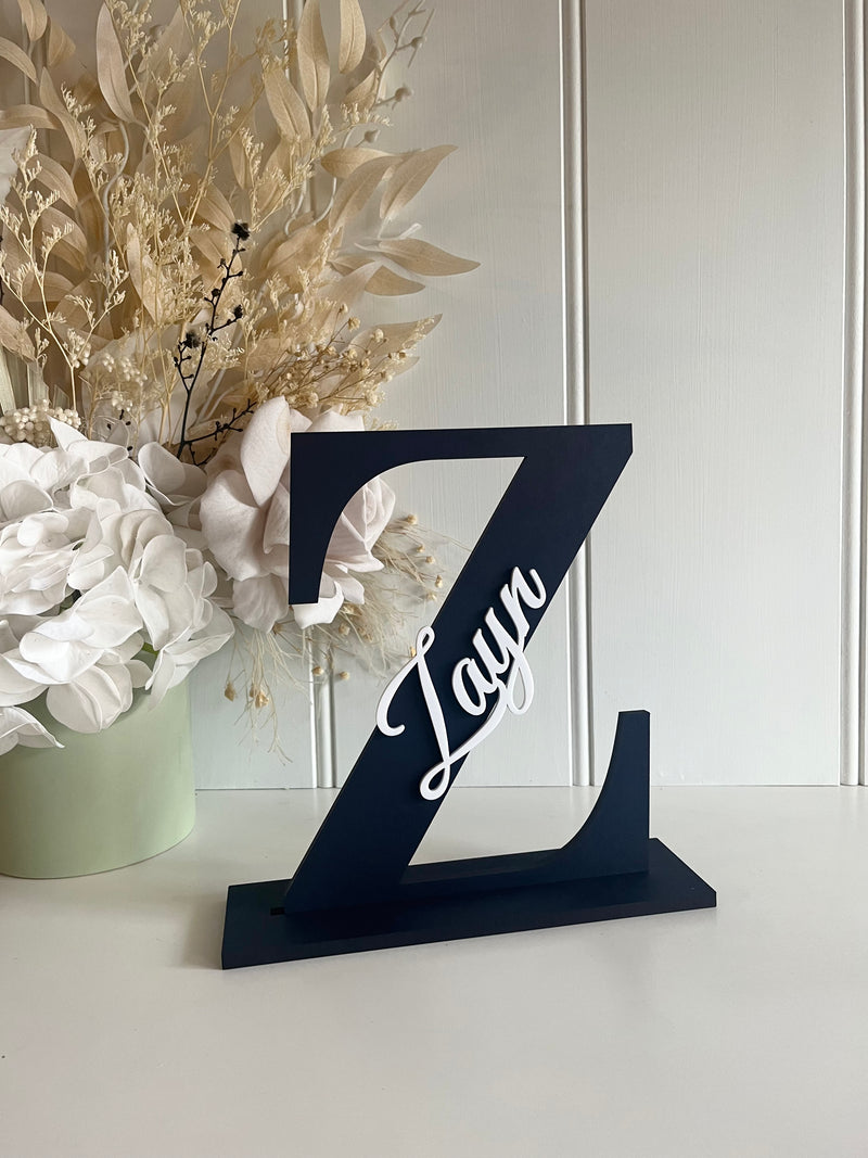 Initial With Cursive Name - Freestanding