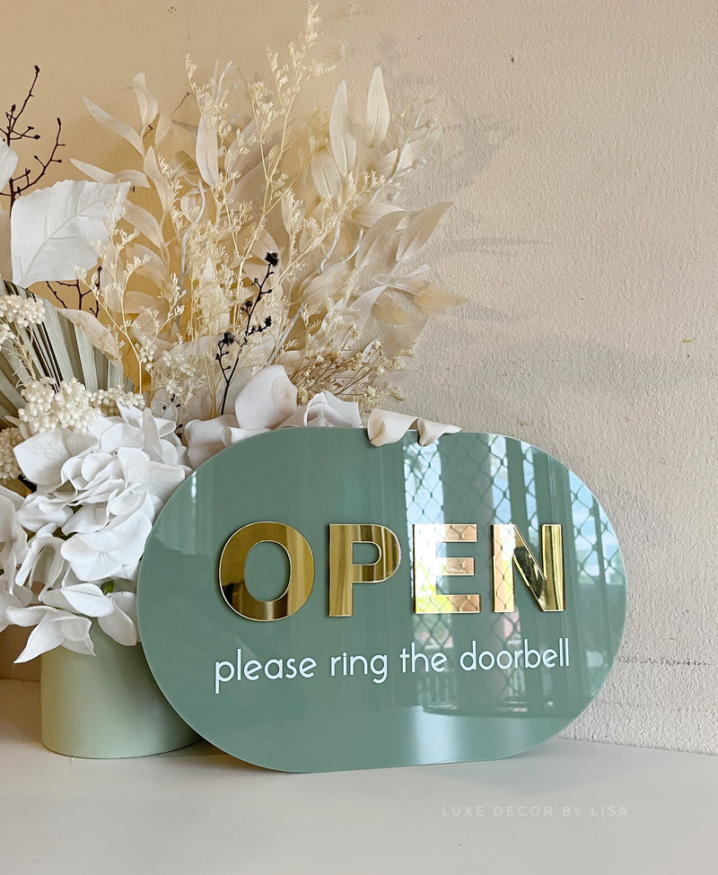Oval Open/Closed Sign - Double Sided