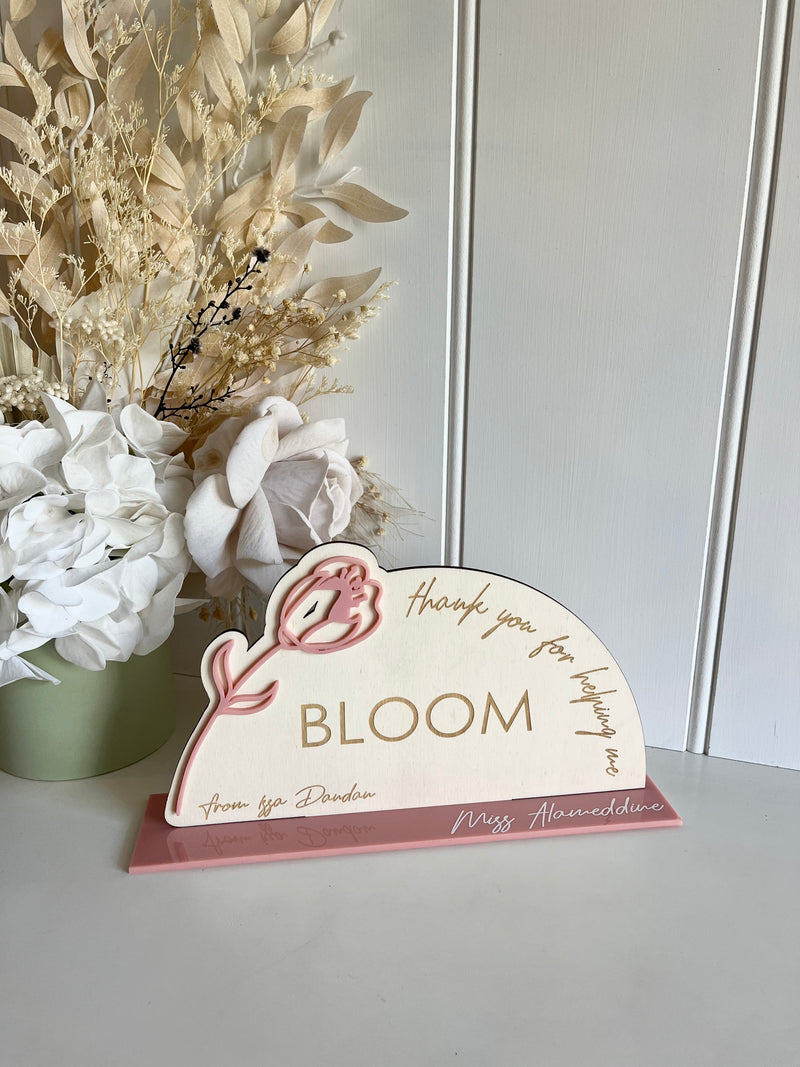 Teachers Plywood Plaque - Flower