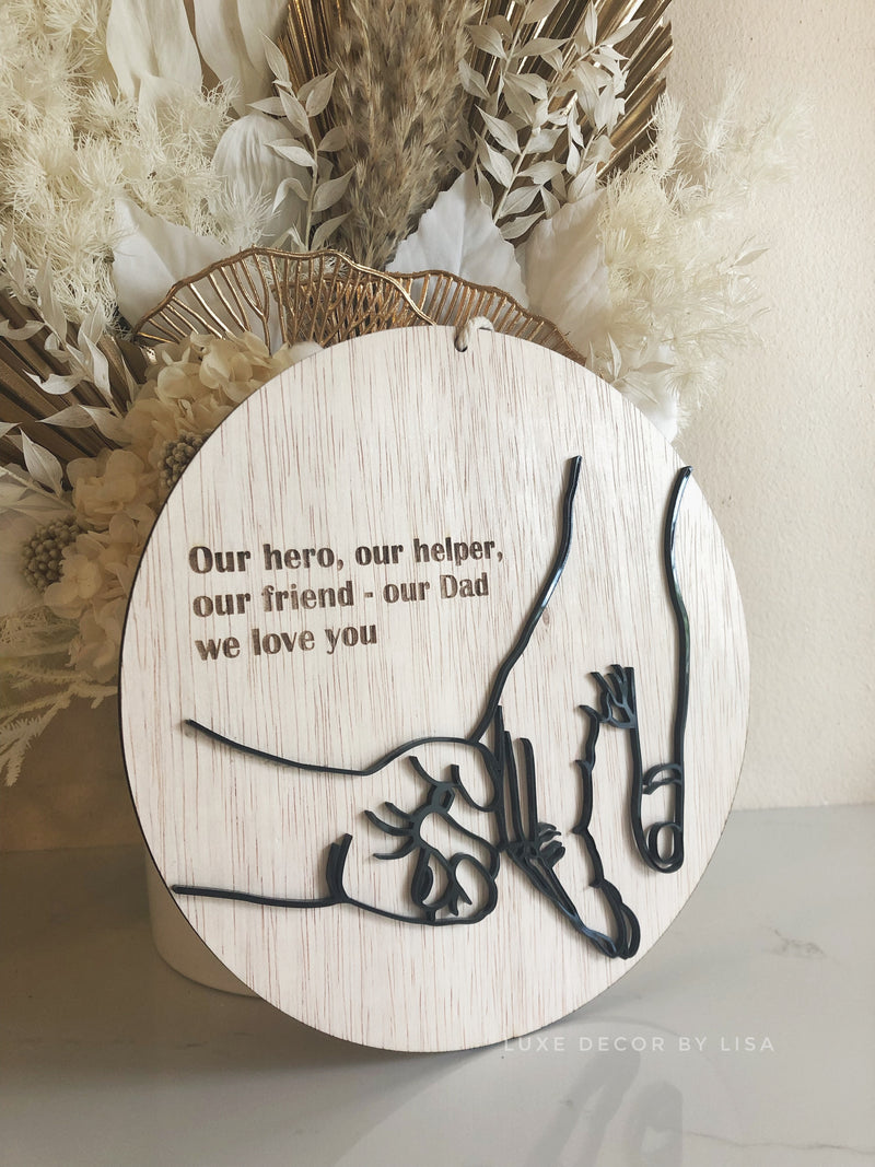 Fathers Day Plaque - 3D Hands Style 1