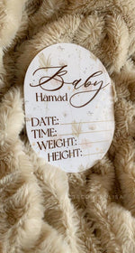 Birth Announcement Floral Oval Sign