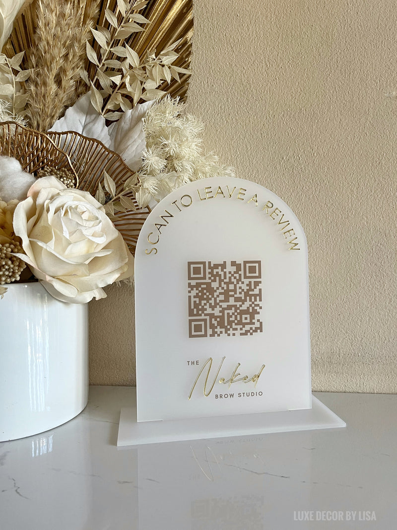 Review + Logo Arch QR Freestanding Sign