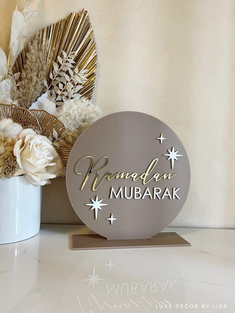 Ramadan + Eid 3D Double Sided Round Sign Freestanding Style 1