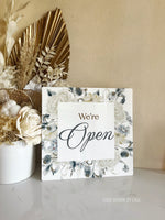 Floral Acrylic Open Closed Sign Double Sided