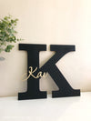 Wooden Initial With Cursive Name - Wall Hanging