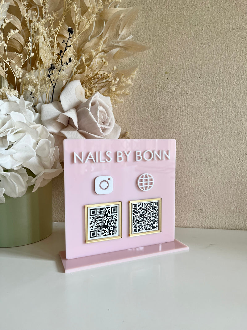 Square 2 QR + Business Name Sign
