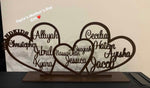 Triple Personalised Hearts Freestanding