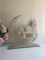 Crescent Mosque Moon Freestanding Wooden