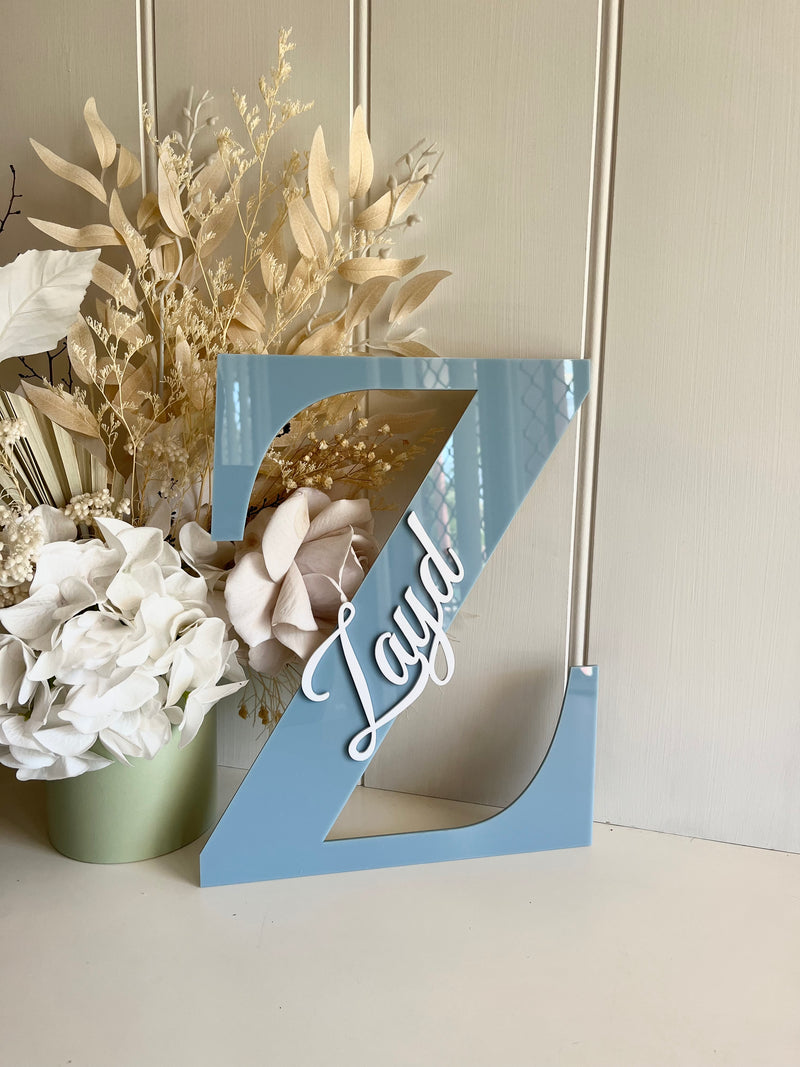 Acrylic Initial With Cursive Name - Wall Hanging