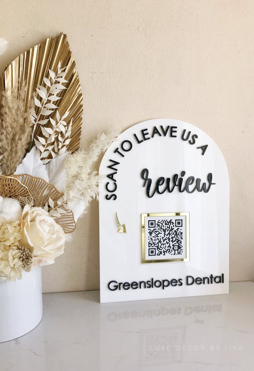 Large Arch Review QR Code Sign - Luxe Decor by Lisa