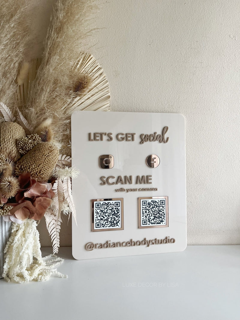 Large QR Code Sign - Let’s get social - Luxe Decor by Lisa