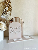 Logo Double Arched Social Sign/ Square + Card Holder