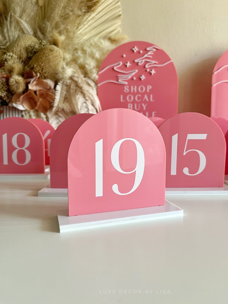 Medium Arch Table Number/Pricing Signs Acrylic Market/Pop Up Stall Business Signs - Luxe Decor by Lisa