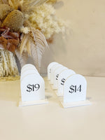Mini Arch Pricing Signs Acrylic Market/Pop Up Stall Business Signs - Luxe Decor by Lisa