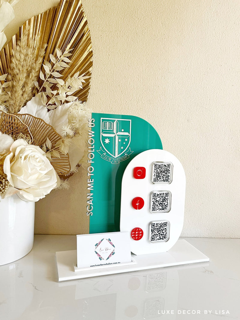 Modern 3 QR Sign Style 2 + Card Holder - Luxe Decor by Lisa