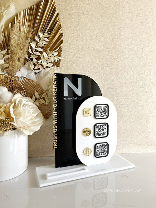 Modern 3 QR Sign Style 2 + Card Holder - Luxe Decor by Lisa